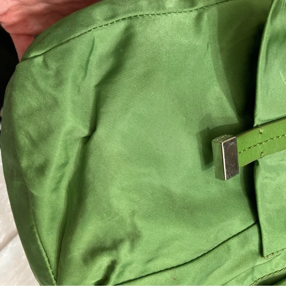 Tumi double pocket green nylon messenger bag